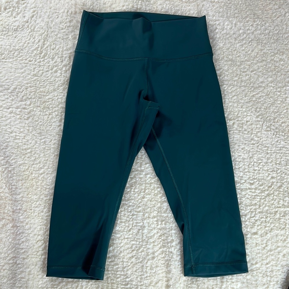 LULULEMON WUNDER UNDER BLUE/GREEN CROP HIGH RISE LEGGING WOMENS 8